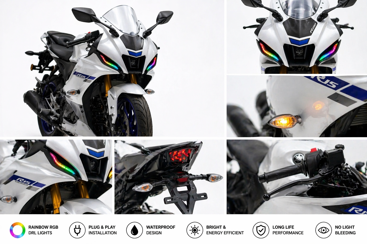 Customz Paradise® Yamaha R15 V4 Smart RGB Mobile App Control DRL - 142+ Modes - Plug & Play