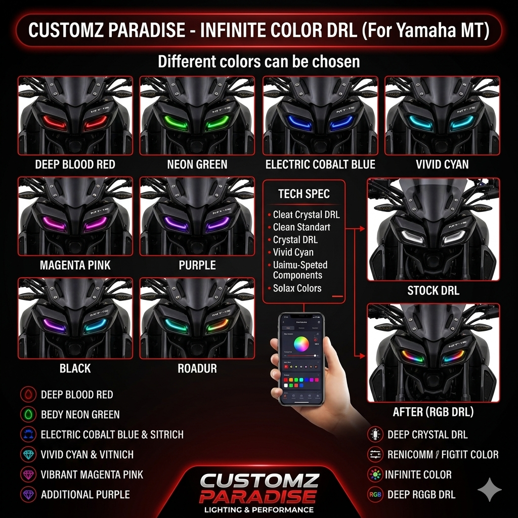 Customz Paradise® Yamaha MT-15 Smart RGB Mobile App Control DRL - 142+ Modes - Plug & Play
